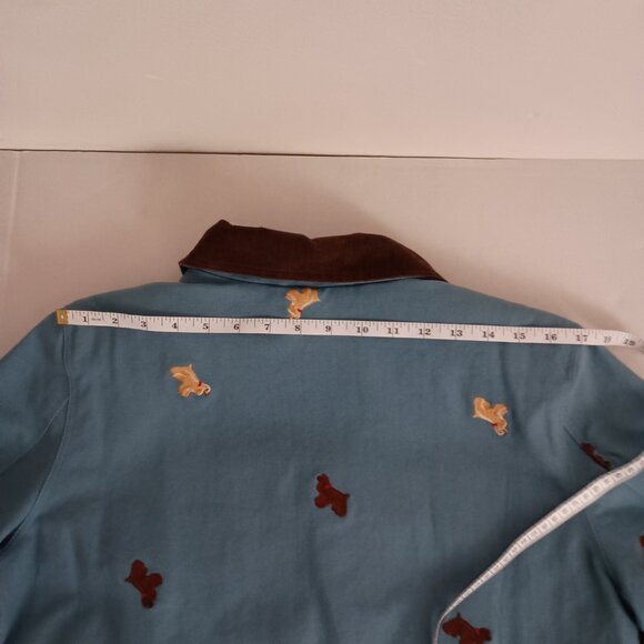 Dancing Dog Designs Blue Barn Coat Brown Corduroy Collar Cuffs Women's S - Picture 11 of 16
